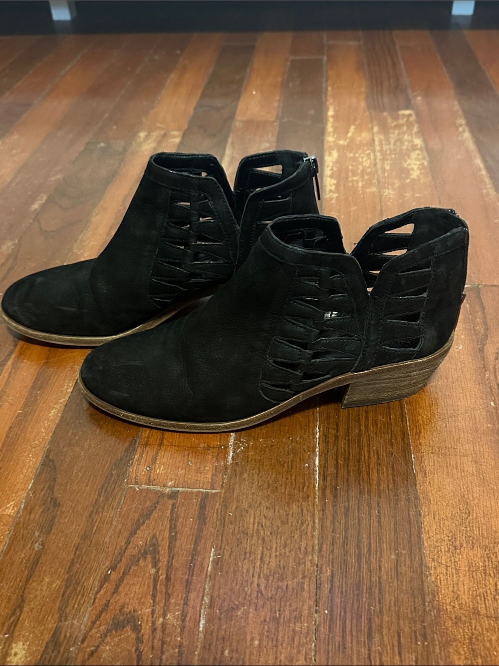 Vince Camuto Black Cutout Suede Ankle Booties